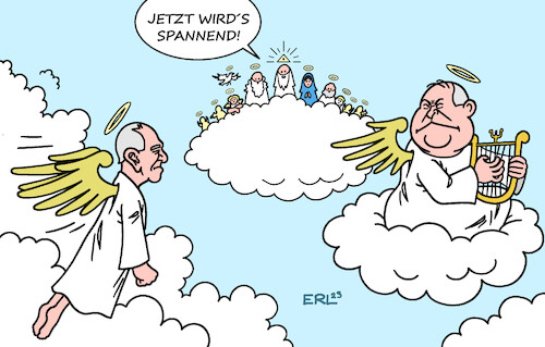 Cartoon: Wolfgang Schäuble (medium) by Erl tagged politik,politiker,wolfgang,schäuble,tod,architekt,der,einheit,wiedevereinigung,innenminister,finanzminister,cdu,vorsitzender,spendenaffäre,helmut,kohl,zerwürfnis,bundestagsabgeordneter,rekord,dauer,himmel,gott,heilige,karikatur,erl,politik,politiker,wolfgang,schäuble,tod,architekt,der,einheit,wiedevereinigung,innenminister,finanzminister,cdu,vorsitzender,spendenaffäre,helmut,kohl,zerwürfnis,bundestagsabgeordneter,rekord,dauer,himmel,gott,heilige,karikatur,erl