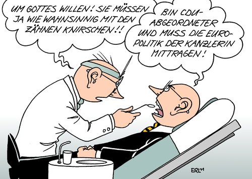 Cartoon: Zähneknirschen (medium) by Erl tagged bundeskanzlerin,angela,merkel,euro,krise,politik,cdu,widerstand,zähneknirschen,wut,ablehnung,ärger,abgeordneter,bundeskanzlerin,merkel,euro,krise,cdu,widerstand,zähneknirschen,wut,ablehnung,ärger