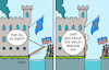 Cartoon: Ceuta (small) by Erl tagged politik,migration,flüchtlinge,überwindung,grenze,marokko,ceuta,spanien,eu,festung,europa,zugbrücke,zugluft,waldbrände,karikatur,erl
