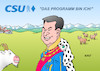 Cartoon: CSU-Programm II (small) by Erl tagged politik,wahl,2021,bundestagswahl,wahlprogramm,programm,vorstellung,csu,ministerpräsident,bayern,markus,söder,könig,berge,wiesen,kuehe,ziege,karikatur,erl