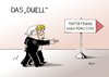 Cartoon: Das Duell (small) by Erl tagged merkel steinmeier duell tv große koalition fortsetzung wahl 2009 bundestagswahl cdu spd