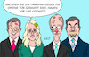 Cartoon: Einigung (small) by Erl tagged politik,koalition,cdu,csu,spd,einigung,finanzpaket,grüne,offene,tür,dröge,klingbeil,merz,söder,karikatur,erl