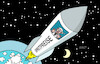 Cartoon: Flug ins All (small) by Erl tagged politik,irankrieg,anstieg,ölpreis,spritpreis,spritpreise,flug,all,raumfahrt,mond,artemis,rakete,karikatur,erl