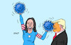 Cartoon: Harris Nominierung (small) by Erl tagged politik,usa,wahl,präsidentschaft,kandidat,republikaner,donald,trump,aggression,beleidigung,angriff,kandidatin,demokraten,vizepräsidentin,kamala,harris,gute,laune,lachen,stimmung,cheerleaderin,nominierung,parteitag,karikatur,erl