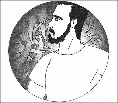 Cartoon: AutoRetrato (medium) by robobenito tagged self,portrait,autoretrato,line,pencil,pen,ink,tentacles,beard,moustache,hair,tshirt,man,thought,black,white,illustration,profile