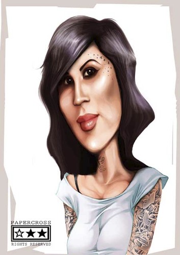 Cartoon: kat von d (medium) by billfy tagged tattoo,artist,sexy,famous,people,caricature