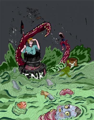 Cartoon: Choppy Waters (medium) by John Bent tagged illustration,freelance,ocean,sea,drowning,