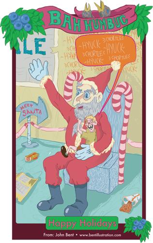 Cartoon: Holiday E-Card 2007 (medium) by John Bent tagged card,santa,kids,annoying,