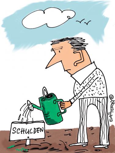 Cartoon: 100 per cent WACHSTUM (medium) by EASTERBY tagged finance,crisis