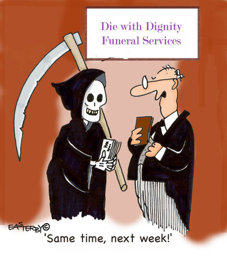 Cartoon: Dead Money (medium) by EASTERBY tagged death,funeralls,undertakers,tod,sterben,sensenmann,beerdigung