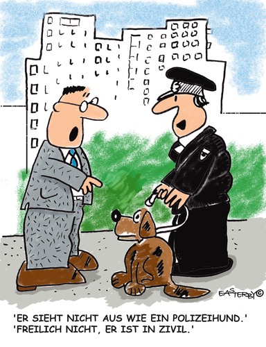 Cartoon: Dogs best friend (medium) by EASTERBY tagged police,policedogs,polizei,hund,tier,tiere,gassi,polizisten,zivil,polizeihund,sicherheit,zivilist