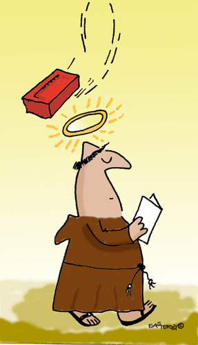 Cartoon: HOLY ORDERS 9 (medium) by EASTERBY tagged monks,halos,faith,believing,accidents
