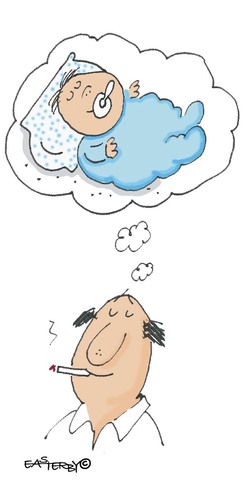 Cartoon: smoke signals 23 (medium) by EASTERBY tagged smoking,rauchen,gesundheit,familie,vater,eltern,kinder,verantwortung,sucht