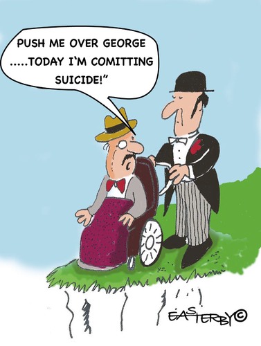 Cartoon: SUICIDE (medium) by EASTERBY tagged old,age,suicide,dying,sterben,tod,selbsmord,existenz,alter,senioren,mord