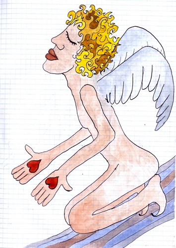 Cartoon: angel falls from the sky (medium) by yapwilli tagged angel,yapwilli,williamvecchietti,love,falls,sky