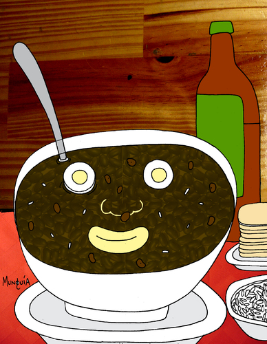 Cartoon: black soup (medium) by Munguia tagged egg,eastern,aguevado,soup,beans,black