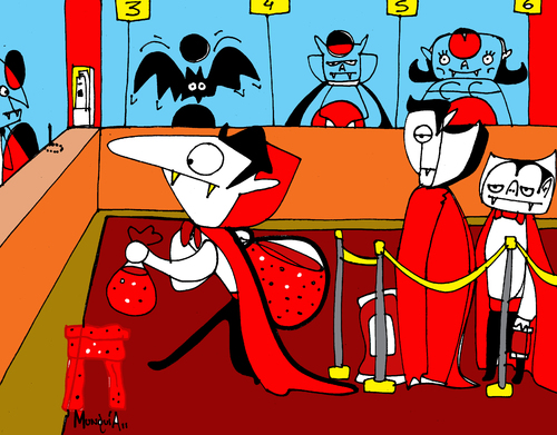 Cartoon: Blood Bank (medium) by Munguia tagged blood,dracula,vampire,bank,munguia