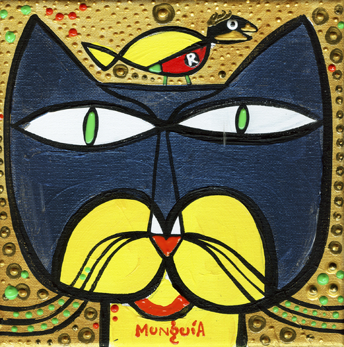 Cartoon: Catman and Robin (medium) by Munguia tagged bird,and,cat,parody,version,spoof,paul,klee,famous,painting,batman,robin