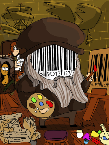 Cartoon: Da Vinci Code (medium) by Munguia tagged da,vinci,code,parody,version,humor,fun,cartoon,joke,dan,brown
