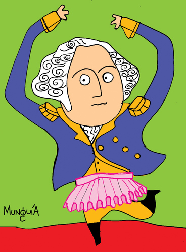 Cartoon: Dancing Washington (medium) by Munguia tagged dancing,washington,danzel,president,tutu,munguia