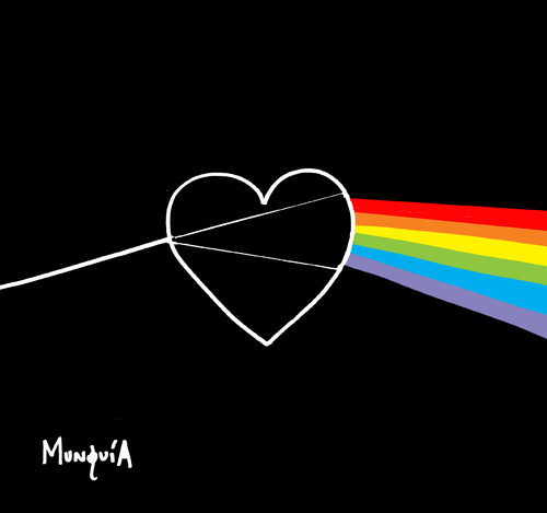 Cartoon: dark side of the heart (medium) by Munguia tagged heart,moon,munguia,rica,the,costa,of,side,corazon,del,oscuro,lado,el,dark,floyd,pink,calcamunguias