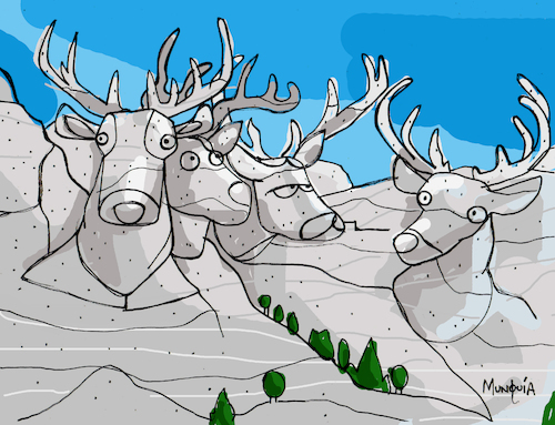 Cartoon: Deermore Mount (medium) by Munguia tagged rushmore,mount,usa,presidents