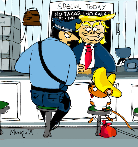 Cartoon: Deportation (medium) by Munguia tagged inmigrants,norman,rockwell,the,runaway,usa,trump,speedy,gonzalez