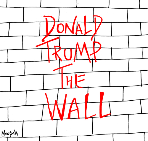 Cartoon: Donald Trump The Wall (medium) by Munguia tagged the,wall,donald,trump,pink,floyd,album,cover,parody,portada,disco,el,muro,mexico,frontera,usa