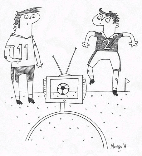 Cartoon: football tv (medium) by Munguia tagged futball,soccer,world,cup,munguia,tv,ball,sports