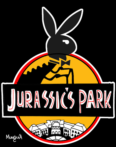 Cartoon: Jurassics park (medium) by Munguia tagged jurassic,park,play,boy,mansion,huge,munguia,calcamunguias,costa,rica,humor,grafico,caricatura