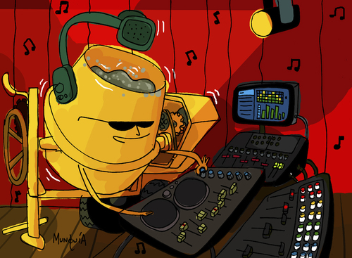 Cartoon: Mixer (medium) by Munguia tagged concrete,mixer,audio,dj,dee,jay,music,concert,electronic