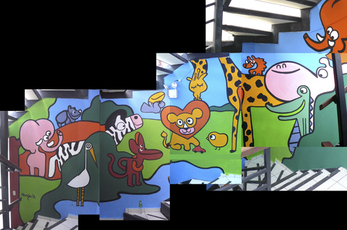 Cartoon: Mural for Fight Childhood Cancer (medium) by Munguia tagged munguia,painting,mural,childhood,cancer