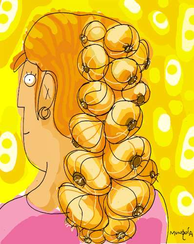 Cartoon: Onion Braid (medium) by Munguia tagged onion,braid,cebolla,trenza,pelo,hair,style,calcamunguia