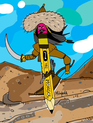 Cartoon: Mongol Pencil (medium) by Munguia tagged warrior,pencil,mongol
