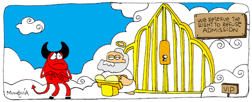 Cartoon: Pisuicas in heaven (medium) by Munguia tagged pantys,pisuicas,tira,comica,comic,strip,heaven,devil