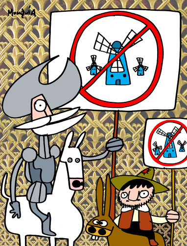 Cartoon: Quijote de la marcha (medium) by Munguia tagged quijote,mancha,manifestante,munguia,pancarta,costa,rica,humor,grafico,caricatura