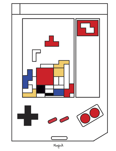 Cartoon: Tetris Mondrian (medium) by Munguia tagged tetris,mondrian,video,games,game,boy,gameboy,bricks,munguia,costa,rica,caricaturas,humor,grafico,cartoon