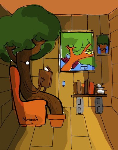 Cartoon: The Tree House (medium) by Munguia tagged tree,house,literal,munguia,costa,rica