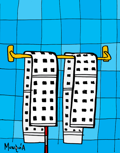 Cartoon: The Twin Towells (medium) by Munguia tagged september11,911,twin,towers,new,york,terror,usa,2001,towels,death