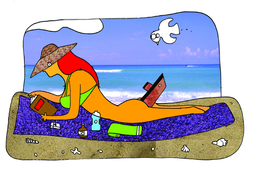 Cartoon: barco hundido (medium) by Munguia tagged beach,ship,tong,sea,sinking,sink,girl,woman,rump,back
