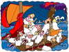 Cartoon: American Dream (small) by Munguia tagged de,la,croix,eugene,medusa,sheeps,american,dream,sail,boat,balsero