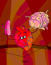 Cartoon: balance (small) by Munguia tagged balance,heart,tongue,brain