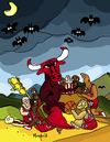 Cartoon: Bulls (small) by Munguia tagged witches,sabbath,francisco,de,goya,coven,bulls,basketball