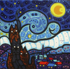Cartoon: Cats Starry night (small) by Munguia tagged van gogh vincent famous paintings parodies paint cat kitty