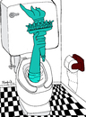 Cartoon: flushing freedom (small) by Munguia tagged liberty,statue,new,york,freedom,peace,war,toilet,wc,flush,torch,hand,munguia,costa,rica
