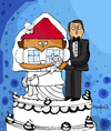 Cartoon: House Wife (small) by Munguia tagged housewife,house,wife,marriage,wedding,bride,husband,literal,word,play
