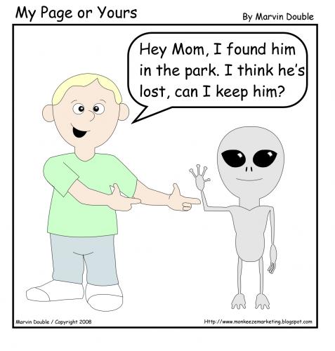 Cartoon: Look What I Found (medium) by mdouble tagged cartoon,humor,fun,funny,joke,alien,kid,lost,space,spaceman,graphics,