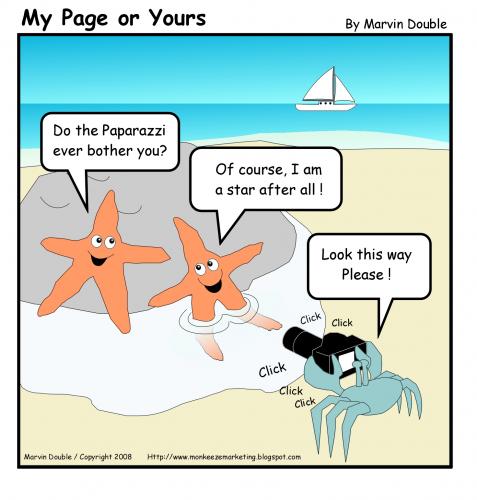 Cartoon: The Star Treatment (medium) by mdouble tagged cartoon,funny,fun,humor,humour,gag,joke,joking,starfish,ocean,beach,crab,camera,picture,pictures,paparazzi,