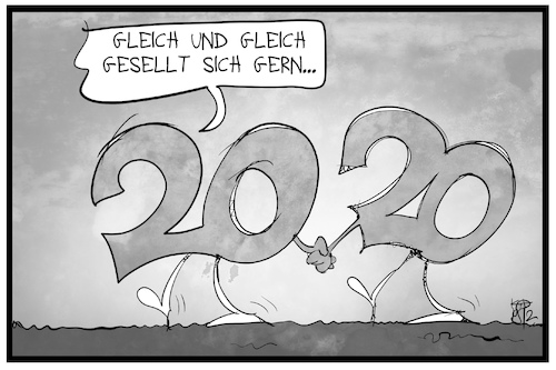 Cartoon: 2020 (medium) by Kostas Koufogiorgos tagged karikatur,koufogiorgos,illustration,cartoon,2020,gleich,ähnlich,jahreswechsel,silvester,karikatur,koufogiorgos,illustration,cartoon,2020,gleich,ähnlich,jahreswechsel,silvester