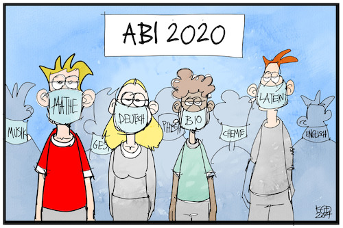 Cartoon: Abi 2020 (medium) by Kostas Koufogiorgos tagged karikatur,koufogiorgos,illustration,cartoon,abi,pandemie,corona,schüler,prüfung,schulfach,bildung,abschlussprüfung,karikatur,koufogiorgos,illustration,cartoon,abi,pandemie,corona,schüler,prüfung,schulfach,bildung,abschlussprüfung